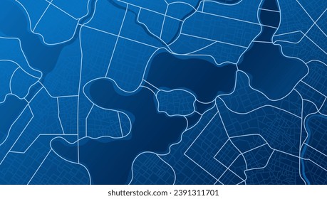 Blue city area, background map, streets. Skyline urban panorama. Cartography illustration. Abstract transportation background, street map. Widescreen proportion, digital design street map. Vector