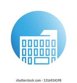 blue city building in circle shape icon