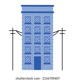 icono de la fachada de edificio azul de la ciudad