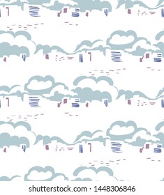 blue city landscape abstract outdoor seamless pattern soft color vector
