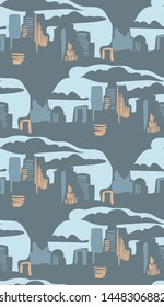blue city landscape abstract outdoor seamless pattern soft color vector