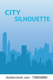 Blue city silhouette