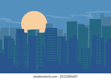 ilustração de vetor simples de cidade azul