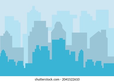 Blue City Skyline Vector Illustration Stock Vector (Royalty Free ...