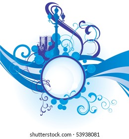 blue city waves vector image with direction lines