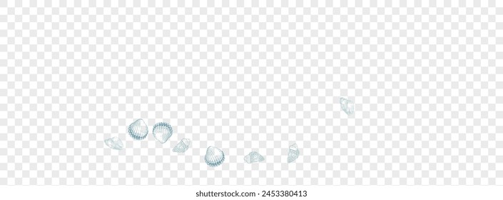 Blue Clam Background Transparent Vector. Scallop Underwater Wallpaper. Decoration Texture. Orange Oyster Watercolor Design. Navy Snail.