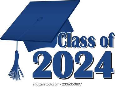 Blue Class of 2024 Graduation Cap