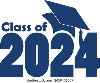 Blue Class of 2024 with graduation cap