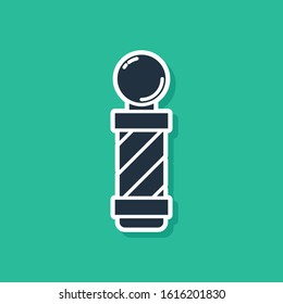 Blue Classic Barber shop pole icon isolated on green background. Barbershop pole symbol.  Vector Illustration