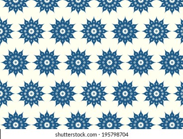 Blue classic blossom and modern bloom shape on pastel background. Vintage and old flower pattern style for retro design