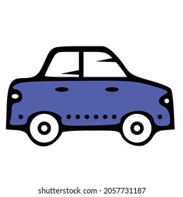 Blue classic car vector image can be used for icons and emblems and logo elements 