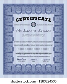 Blue Classic Certificate template. Beauty design. Customizable, Easy to edit and change colors. Complex background. 