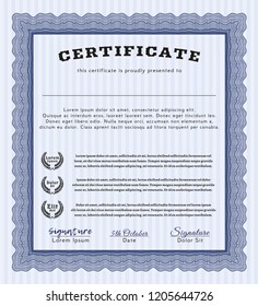 Blue Classic Certificate template. Customizable, Easy to edit and change colors. With quality background. Beauty design. 