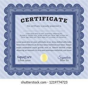 Blue Classic Certificate template. Customizable, Easy to edit and change colors. With background. Modern design. 
