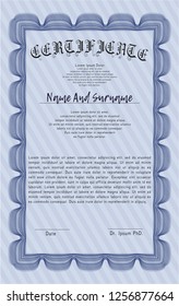Blue Classic Certificate template. Customizable, Easy to edit and change colors. With background. Good design. 