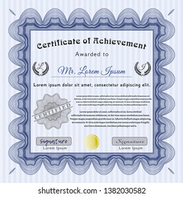 Blue Classic Certificate template. Customizable, Easy to edit and change colors. Printer friendly. Sophisticated design. 