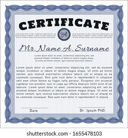 Blue Classic Certificate template. Customizable, Easy to edit and change colors. Easy to print. Superior design. 