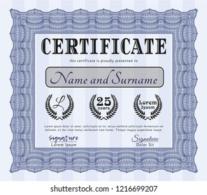 Blue Classic Certificate template. Detailed. With background. Beauty design. 