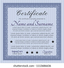  Blue Classic Certificate template. Easy to print. Elegant design. Detailed. 