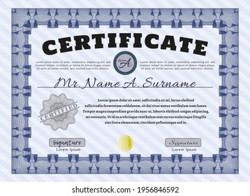 plantilla de certificado azul clásico.  Diseño elegante.  Con un fondo de calidad.  Detallado. 