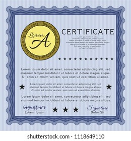 Blue Classic Certificate template. Good design. Easy to print. Customizable, Easy to edit and change colors. 