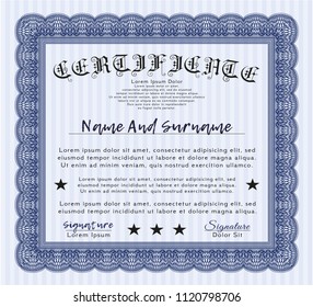 Blue Classic Certificate template. With linear background. Customizable, Easy to edit and change colors. Excellent design. 