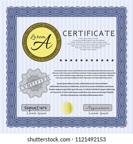 Blue Classic Certificate template. With linear background. Elegant design. Customizable, Easy to edit and change colors. 