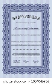  Blue Classic Certificate template. Nice design. With complex background. Detailed. 