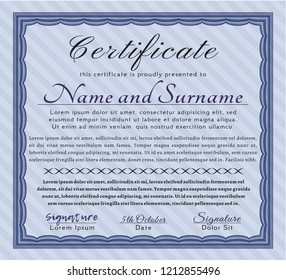 Blue Classic Certificate template. With quality background. Customizable, Easy to edit and change colors. Lovely design. 