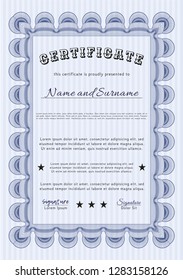 Blue Classic Certificate template. With quality background. Nice design. Customizable, Easy to edit and change colors. 
