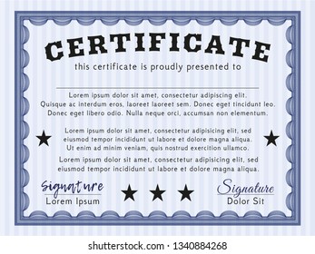Blue Classic Certificate template. With quality background. Detailed. Beauty design. 