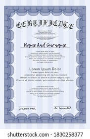 plantilla de certificado azul clásico.  Diseño retro.  Con un fondo de calidad.  Personalizable, fácil de editar y cambiar los colores. 
