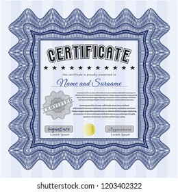 Blue Classic Certificate template. Vector illustration. Complex background. Sophisticated design. 