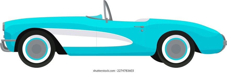 Blue classic corvette car. View side. Vector illustration svg