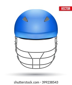 Blue Classic Cricket Helmet Front View. Sport symbol and equipment. Vector Illustration isolated on white background.