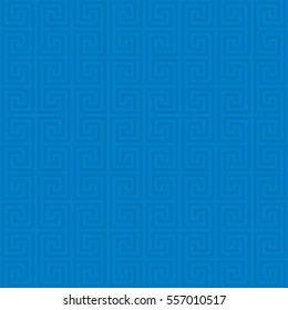 Patrón sin fisuras del crujido azul clásico. Fondo vectorial lineal neutro de clave griega.
