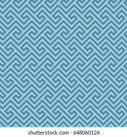 Patrón sin fisuras del crujido azul clásico. Fondo del vector lineal neutro neumático de llave griega.