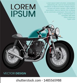 blue classic motor retro for using on shirt design, poster and other creative applications