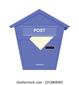 Blue classic post box aislado en fondo blanco . Icono del cuadro de correo. Buzón de texto. Ilustración del vector