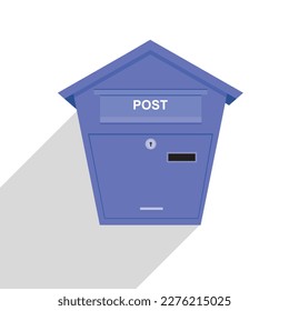 Blue classic post box aislado en fondo blanco . Icono del cuadro de correo. Buzón de texto. Ilustración del vector