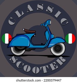 blue classic scooter and italian flag