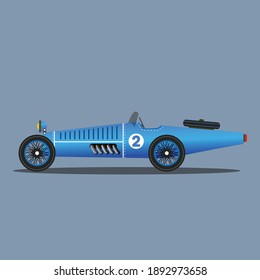 Blue Classic Vintage Race Car