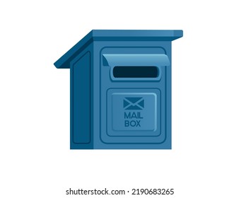 Ilustración vectorial del buzón de correo de pared clásica azul aislada en fondo blanco