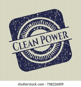 Blue Clean Power distressed rubber grunge seal