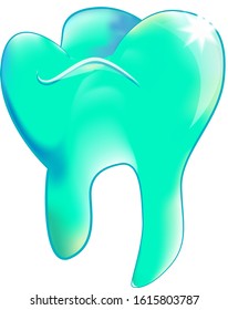 Blue Clean Teeth isolated on white background. Vector illustration eps 10 tooth .dentist clinic symbol