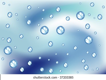 Blue clean water with bubbles. Vector illustration.