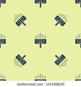 Blue Cleaning service icon isolated seamless pattern on yellow background. Vacuum cleaner head in circle, carpet cleaning logo.  Vector Illustration
