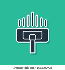 Blue Cleaning service icon isolated on green background. Vacuum cleaner head in circle, carpet cleaning logo.  Vector Illustration