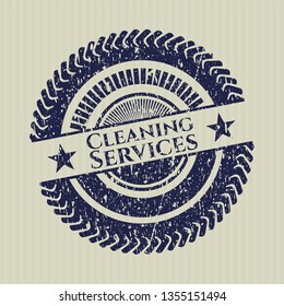 Blue Cleaning Services distressed rubber stamp