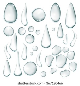 blue clear water drop on a white background art